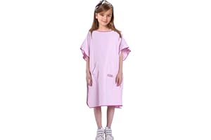 FLYILY Serviette Poncho Ultra légère et, Surfing Changement Serviette Robe avec Capuche Microfibre(Lightpink,S)
