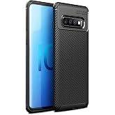 Elfia Samsung Galaxy S10 ile Uyumlu Kılıf Silikon Karbon İnce Esnek Lens Korumalı Tarz Mat Parmak İzi Bırakmayan Kapak Negro 