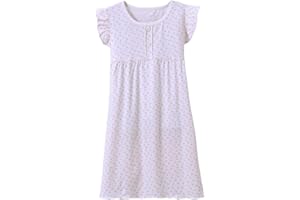 Allmeingeld Girls' Princess Nighties Heart Print Nightgowns Long Sleeve Sleepwear for 3-12 Years
