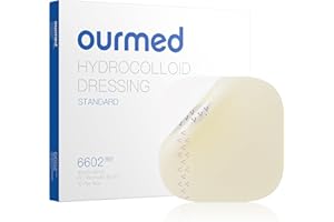 ourmed Pansements hydrocolloïdes, 10 cm x 10 cm, 10 pièces, grand pansement hydrocolloïde imperméable pour une faible exsudation, cicatrisation rapide des escarres, des brûlures, des ampoules, 0,5 mm