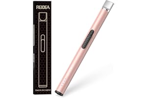 REIDEA Lighter S4 Pro Electric USB Rechargeable Safety Lock with LED Battery Indicator Flameless Windproof Arc Plasma Lighter for Candle, Fireworks (Rose Gold)