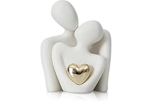 JJQHYC Estatuilla Romántica de Pareja, Figura de Amor Cerámica Blanca, Adornos Pequeños para Decoración del Hogar, Moderna Escultura de Regalo para Aniversario de Boda