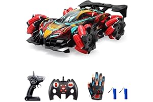 Goolsky Voiture de Pulvérisation Télécommandée 2,4 GHz - Cascade Avec Lumières Froides, Musique, Gant de Dérive Latérale, Geste Radio et Montre Télécommande