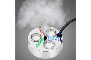 FITNATE 304 Stainless Steel Floating Pond Fogger, 3-Head 1500ml/H Mist Maker with RGB LED Lights & Adapter, for Water Feature Halloween Humidifying