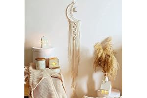 LEEWENYAN Tapiz de Pared Tejido, Atrapasueños Luna Bohemio étnico Apartamento Dormitorio Habitación Hecho a Mano Art Decor para la Habitación de los Niños Adornos de Fiesta de Boda
