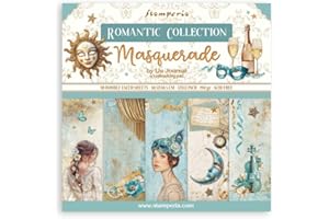 Stamperia - Scrapbook Paper Pad for Scrapbooking, Albums, Card Making, Bullet Journalling and More, Acid Free, Double-Sided, Perfect for Hobbies, Crafts, and Gifting (Masquerade) (30.5 x 30.5cm)