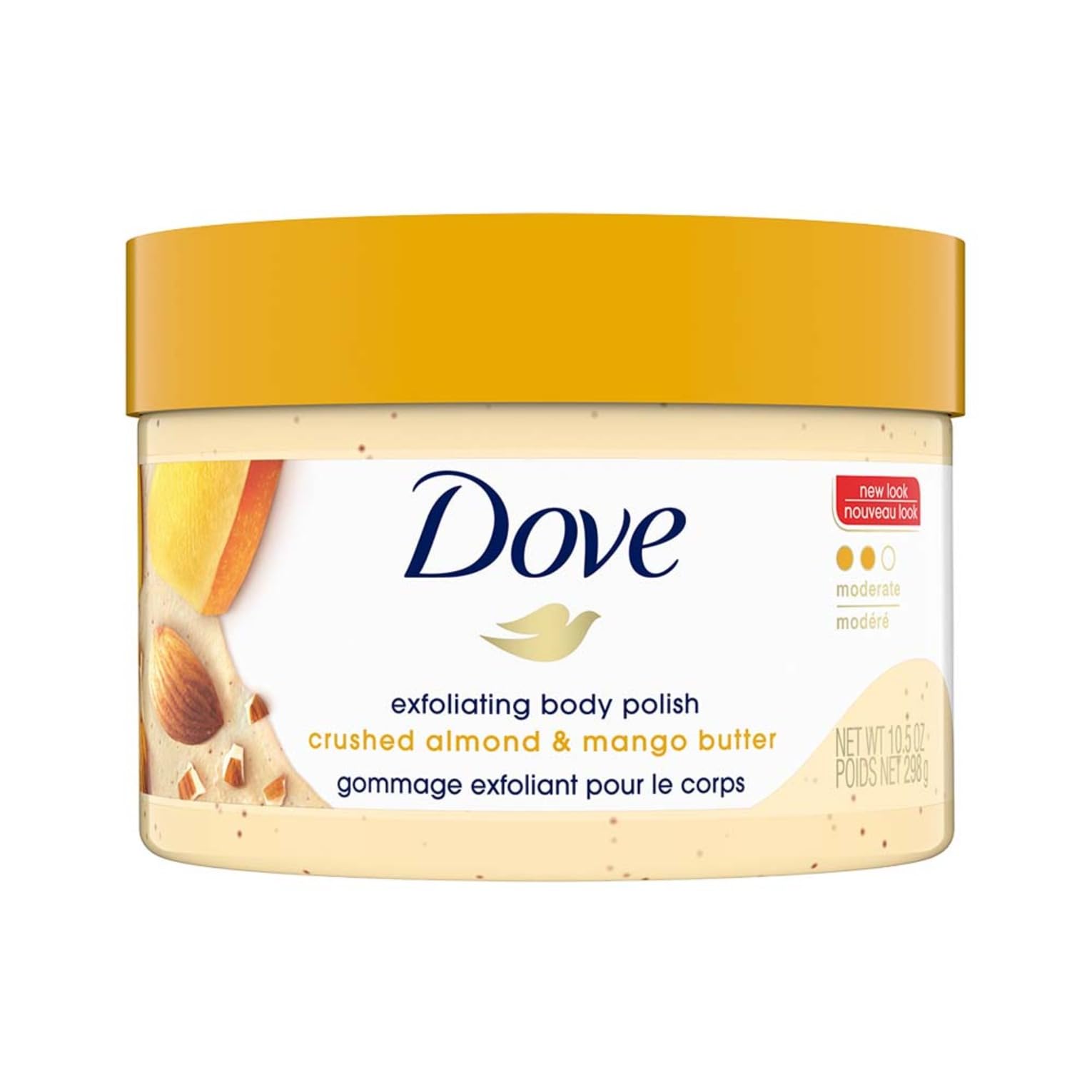 Dove Exfoliating Body Polish Scrub for Dry Skin with Crushed Almond and Mango Butter, Gently Exfoliates and Moisturizes to Re