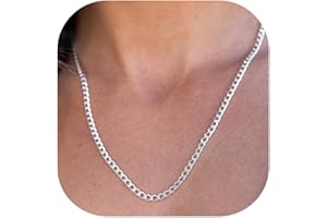 DORANA Mum Gifts for Birthday Mothers Day,3mm Thick Cuban Chain for Women 925 Sterling Silver Chain Necklace Fade-Proof Cuban Necklace Jewellery 16/18/20/22/24inch