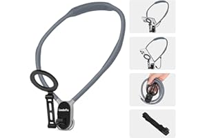 LeaderPro POV/Vlog Support de Cou pour Selfie, Support de Cou Magnétique pour Téléphones, avec Sangle de Fixation supplémentaire,Cordon de sécurité pour iPhone 15 14 13 12 Téléphones Android