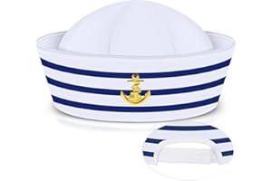 SYHOOD Sailor Hat Navy Yacht Blue Captain Hat with White Sailing Hat Sailor Hat for Costume Accessories Adults Baby Women Child (Adjustable Style)