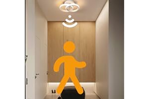 EIDEARAY LED Ceiling Light White with Motion Sensor Indoor 18 W Warm White 3000 K Ceiling Light, 24 x 16 x 12.5 cm, Sensor Lamp, Suitable for Hallways, Garages, Basements, Carports, Staircases