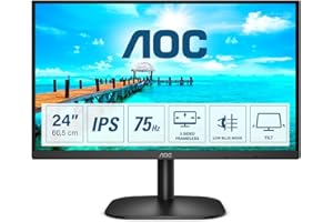 AOC 24B2XH - 24 Inch FHD Monitor,75Hz, IPS, 7ms, lowBlue Mode, Framnless Design, Vesa 100 x 100 (1920 x 1080 @ 75Hz, HDMI/VGA)