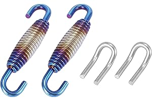 Motoforti 33mm 1.3" Motorcycle Exhaust Pipe Spring Set Hook Silver Tone Blue