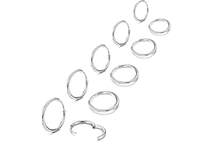 KRFY Kleine Creolen Ohrringe Damen Herren Schwarz Chirurgenstahl Knorpel Huggie Set Daith Helix Piercing Schmuck Winzige Scharnier Schläfer Silber 6/7/8/9/10MM