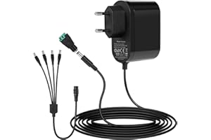 WEFOMEY 12V 2A Adaptateur Secteur 12V 2A 1A Transformateur Alimentation Universelle avec Câble Répartiteur d'alimentation CC 1 à 4 Voiesm et DC Connecteur Femelle pour Bandes LED, Box TV, Caméra, Routeur
