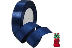 YAYAFUNFUN 22m Satin Ribbon, Navy Blue, 20mm, Fine Gift Wrapping, Bouquet Wedding, Sewing, Bows, Christmas, Crafts, Cars, Cakes, Home Decor