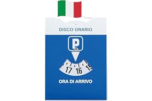 ONE SHOP DI BRACALENTE PIERO One Shop Disco orario Europeo con Busta Protettiva in PVC per parcheggio Maxi Auto Camion Camper Bicolore Fronte Blu Retro Bianco 12x15 cm con Quarto d'ora