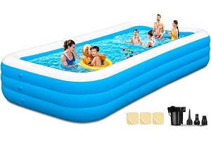 Large Inflatable Pool with Pump, 130" x 72" x 22" Oversized Thickened Blow Up Pools for Adults, Family Swimming Pool for Backyard, Outdoor, and Summer Water Party