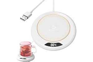 FROVI Chauffe Tasse Bureau, Réchauffe Tasse à 3 Réglages de Température, Chauffe-Tasses USB, Chauffe Tasse de Café, Chauffe-Tasse Électrique, Chauffe-Tasse, Arrêt Automatique Pendant 8 Heures (Blanc)