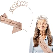 Atoden Fascia Per Capelli Con Diadema Oro Per 90° Compleanno, Scritta "90 E Favolose", Accessori Per Festa, Leggera