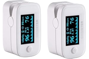 DogePro Pulsossimetro, Saturimetro da Dito, 2 pack, per Misurazione Precisa di Ossigeno nel Sangue, Frequenza Cardiaca e Indice di Perfusione, adatto per Bambini e Adulti con Display OLED e Grafico