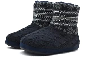 KuaiLu Pantofole Stivaletto Uomo Invernali Chiuse a Maglia Stitch Memory Foam Ciabatte Stivaletti Comode Calde Pelose Peluche Lana Cotta Antiscivolo Scarpe da Casa