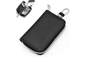 WisePoint Car Key Case, Leather Key Case Key Pouch for Car Keys, Key Case Wallet with Metal Hook and Keyring, Key Chain Bag for Key, Cash, Change, Bank Card
