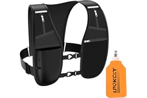 LPQKCCY Laufweste für Damen und Herren, Trinkweste Laufen mit 400ml Wasserflasche, Reflektierender Trinkrucksack mit Handyhalterung, Verstellbarer Running Vest Women für Laufen, Marathon, Radfahren