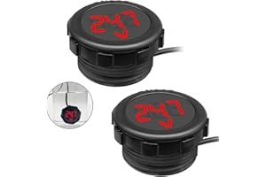 Giantdeer Voltmetro Circolare Impermeabile per Auto DC4-100V con Display digitale a LED, Mini Voltmetro Circolare Impermeabile a LED per Barche, Veicoli, Camion, Rosso(2 pezzi).