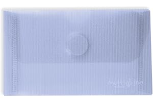 Grafoplás | Pack of 5 Plastic Envelopes | Card Size | Velcro Closure | Light Blue | Multiline | 10.5 x 6 cm | Transparent Striped Crystal Polypropylene | Perfect for Business Cards