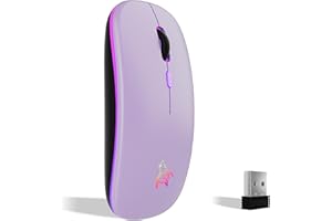TQQ Raton ​Inalambrico Recargable, Ratón Retroiluminado de 7 Colores con Mini Receptor USB de 2,4 GHz, Raton Gaming, Compatib