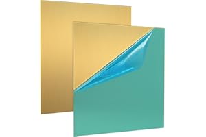 LALAGO 2 Stück 15 x 15cm Messingblech, 1mm dick Messingplatten mit Film Befestigte, Goldene Kupferblech Korrosionsbeständig keine Kratzer für DIY Schneiden Handwerk Machen