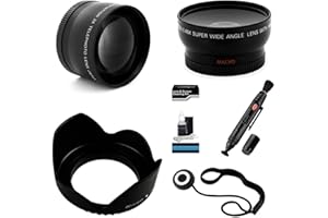 UltraPro 55mm Essential Lens Kit for the Sony FDR-AX53 Camcorder. Bundle Includes 2x Telephoto Lens, 0.45x HD Wide Angle Lens w/ Macro, Flower Tulip Lens Hood & UltraPro Accessory Set