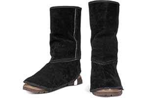 LeaSeek Tortini per saldatura in pelle, resistenti alla fiamma e all'abrasione, protezioni per scarpe a copertura completa, ghette per saldatura regolabili
