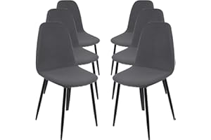 SearchI Stretch Dining Chair Covers,Set of 6 Removable Washable Scandinavian Chair Slipcovers Shell Side Armless Chair Covers for Kitchen, Dining, Bedroom,Living Room Side Chairs,Grey