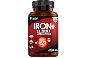 NEW LEAF PRODUCTS Gentle Iron Tablets Complex -Enriched with B12 & Vitamin C - Iron Supplements for Woman and Men - Ferrous Fumarate Energy Tablets Reduction in Tiredness and Fatigue (6 Months Supply) High Strength