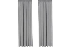 H.Versailtex 2 Pieces Blackout Pencil Pleat Curtain Panels Light Blocking Grey Curtains for Bedroom Thermal Insulated Window Treatment for Living Room, with Two Tiebacks - 66" Width x 90" Drop