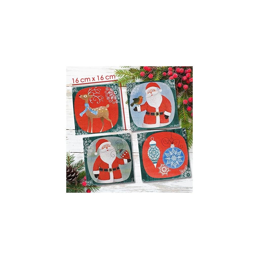 Vaisselle Jetable Noël - 125 Pièces Motif Renne Rouge, Pour 25 Invités, Serviettes Et Gobelets