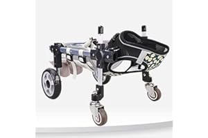 Jievmrs Hunderollstuhl Hunderollstuhl mit Voller Unterstützung und 4 Rädern, Kleiner/Mittlerer/Großer Haustierwagen Zum Spazierengehen, Gehhilfe für Behinderte Hunde mit Beintrainingsschiene(L)