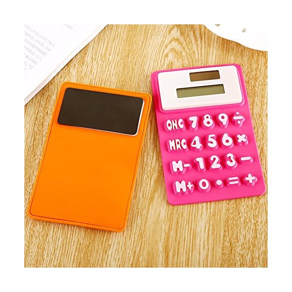 Alxcio 8 Digits Basic Calculator, Solar Powered Soft Lightweight LCD Screen Silicone Pocket Calculator Green Office Stationery - Image 6
