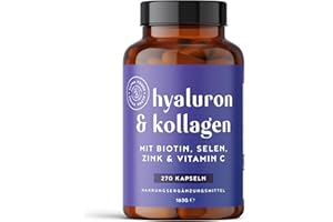 ‎ALPHA FOODS Hyaluronic & Collagen Complex | 270 Capsules | High Dose with Hyaluronic Acid, Biotin, Selenium, Zinc, Vitamin C & Bamboo Extract | Hyaluronic Collagen Complex | Skin, Hair, Nails Alpha Foods