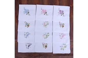 LDA GET Fresh 6pcs Ladies Embroidered Lace Handkerchief Women Vintage Cotton Floral Hanky