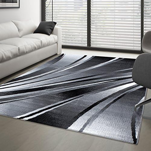 Modern Short Pile Rug, Abstract Carpet for Living Room, Different Colours / Sizes, Polypropylene, Black, 160x230 cm