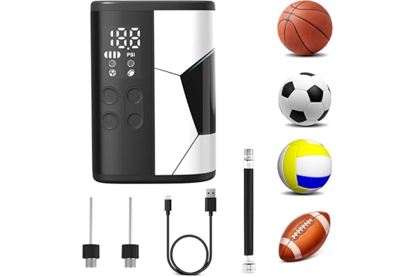 Woowind P101 Gonfleur Ballon Electrique avec Powerbank, écran LED et Aiguille à Balle Intégrée pour Le Basketball, Le Volleyball et Plus avec Batterie de 4000 mAh
