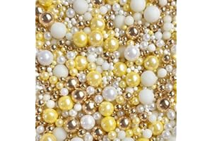 BAKE BOX BOUTIQUE Yellow sprinkles for cakes yellow lemon gold white cupcake edible metallic pearls toppers sprinkle mix blend pastel summer yellow daisy topper decoration baking biscuits cake topper DAFFODIL