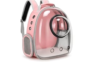 PET CAPSULE Mochila Cápsula para Mascotas | Mochila Burbuja Transparente para Gatos y Perros Pequeños | Transportín Transpirable Aprobado por Aerolíneas | Viajes, Paseos y Senderismo (RosaV)