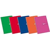 Enri, A4 Notebooks (Folio), 4x4 Square, Hardcover, 80 Sheets, Pack 5 Notebooks, Random Colours | 80 Hojas, Colores Aleatorios