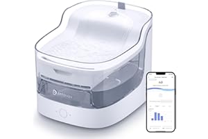 PETGUGU Fontaine a Eau Chat Intelligente, Distributeur Eau Chat Silencieux avec réservoir Transparent de 2L,Fontaine à Eau pour Chat avec 8 Niveaux de Filtration, contrôle Via APP (PF1)