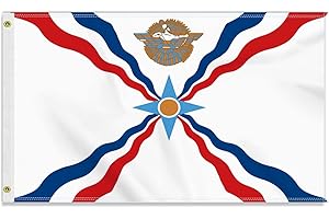 PETITE PINE Große 90×150 CM Assyrer Flagge,großes 150D Assyrien Freundschafts banner, Deutschlandfahne Doube-Seitendruck Dekor Messingösen large Assyrian