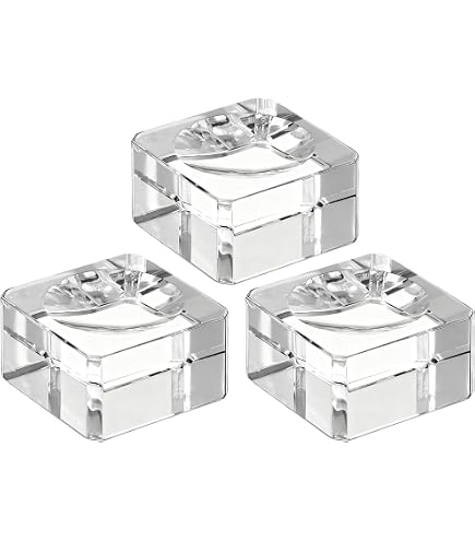 Lot De 3 Supports En Verre K9 Pour Boule De Cristal 5 Cm - Socle Carré Transparent Pour Lensball, Décoration, Photographie